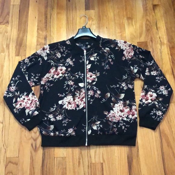 Fabulous Floral Bomber Jacket Sz M - Picture 3 of 9